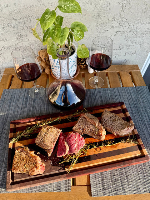 American flag cutting board used as charcuterie board handmade in San Diego by Mostad Works