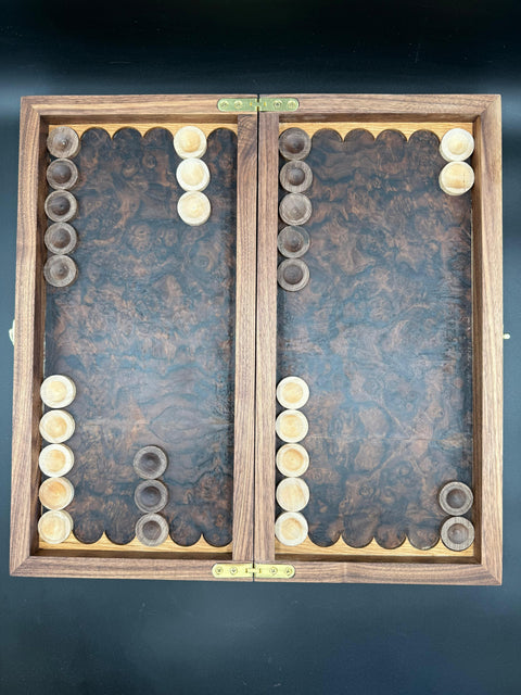 Handcrafted custom Backgammon Board created by Mostad Works in San Diego