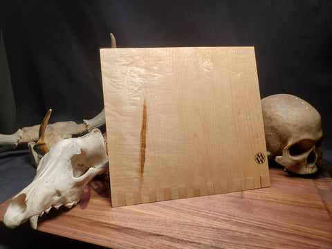 Front view of Curly Maple magnetic knife holder veteran-made in San Diego