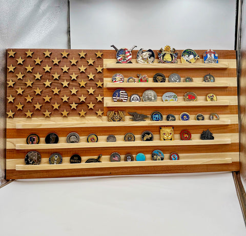Sapele walnut and poplar challenge coin holder veteran-made in San Diego