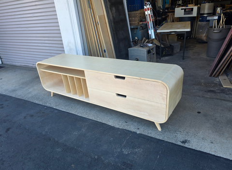 Custom Mid Century Modern Entertainment Center made by veteran woodworker at Mostad Works