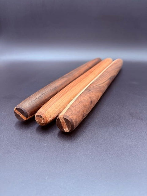 End view of hand-turned French rolling pins veteran-made in San Diego
