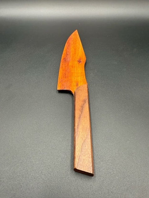 Single exotic wood cake knife close up handcrafted in San Diego