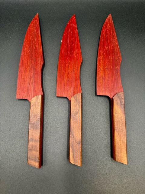 Set of purpleheart wood cake knives handcrafted in San Diego