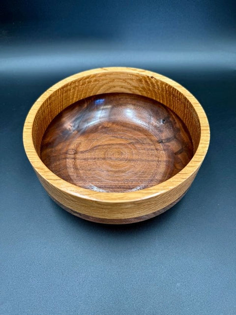 Maple and hardwood turned bowl top view handmade in San Diego