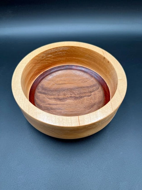 Walnut turned bowl bottom view handcrafted in San Diego by Mostad Works