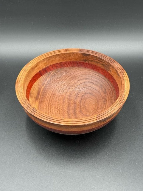Oak hand-turned bowl top view veteran-made in San Diego