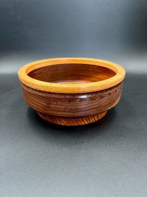 Hand-turned walnut wood bowl handmade in San Diego by Mostad Works