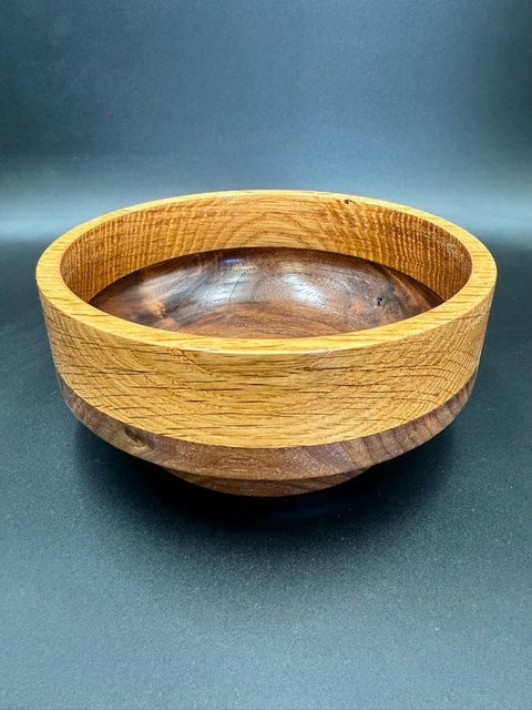 Hand-turned oak wood bowl handcrafted in San Diego by Mostad Works