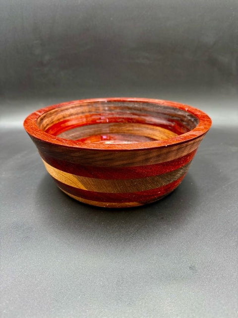 Purpleheart and walnut turned wood bowl handcrafted in San Diego