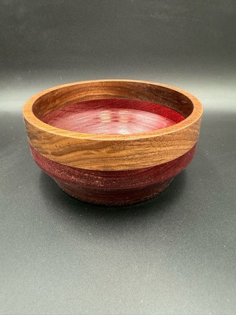 Hand-turned walnut bowl interior view handcrafted in San Diego