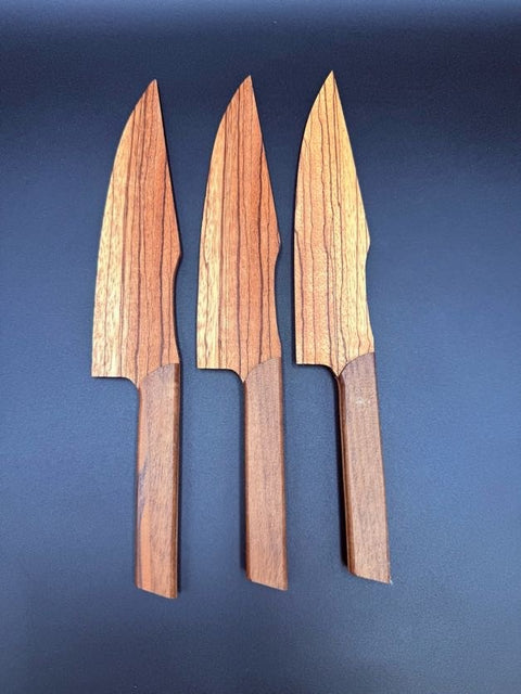 Handcrafted exotic hardwood cake knives set made in San Diego by Mostad Works