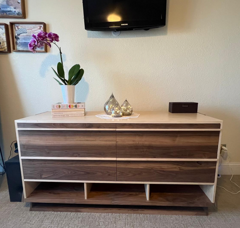 Custom hardwood dresser handcrafted in San Diego by Mostad Works veteran woodworker