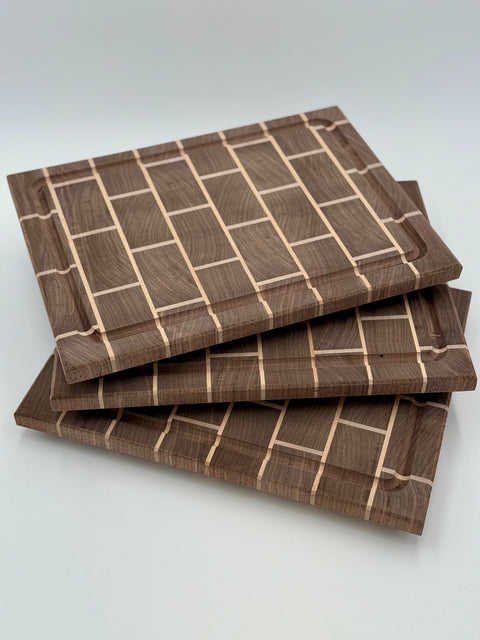 Walnut & Maple Brick Pattern Cutting Board