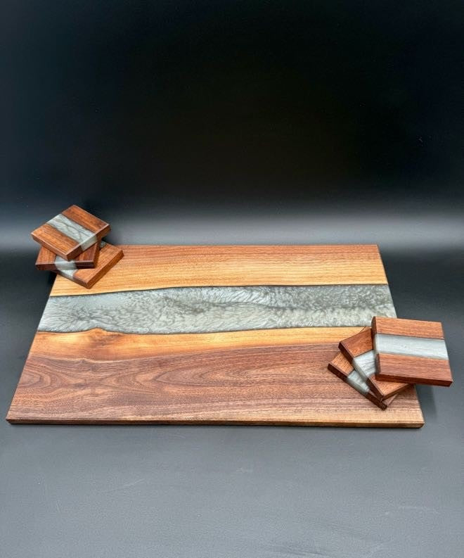 Artisan Epoxy Charcuterie Board & Coaster Set