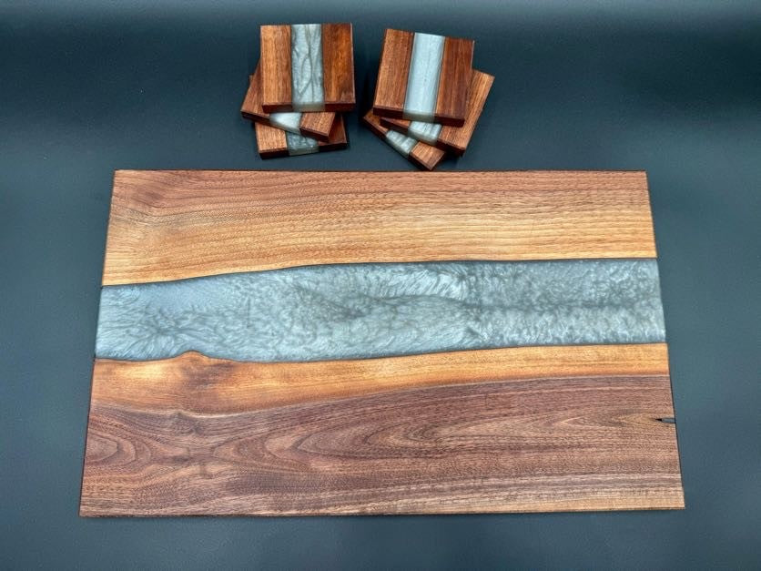 Artisan Epoxy Charcuterie Board & Coaster Set