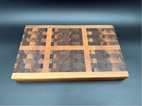 End-Grain Cutting Board With Slide-Out stainless Trays