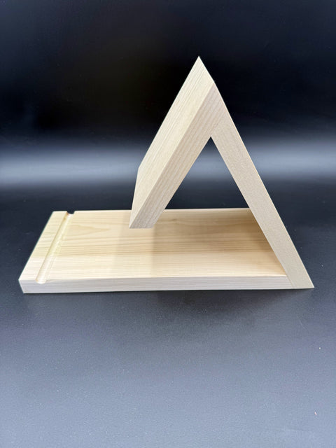 Maple bedside book holder handcrafted in San Diego by Mostad Works