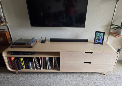 Mid Century Modern Entertainment Center handcrafted by Mostad Works in San Diego