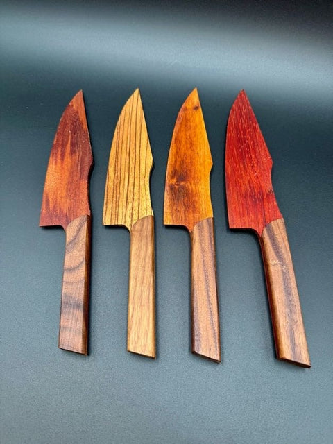 Mixed exotic hardwood cake knife set veteran-made in San Diego