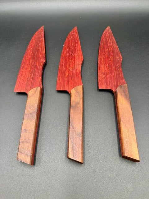 Purpleheart and maple cake knives set handmade in San Diego