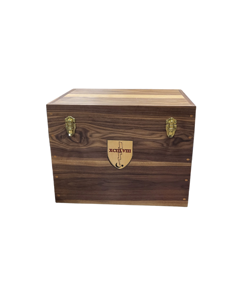 Wooden war box handcrafted as a retirement gift for the military made by Mostad Works in San Diego