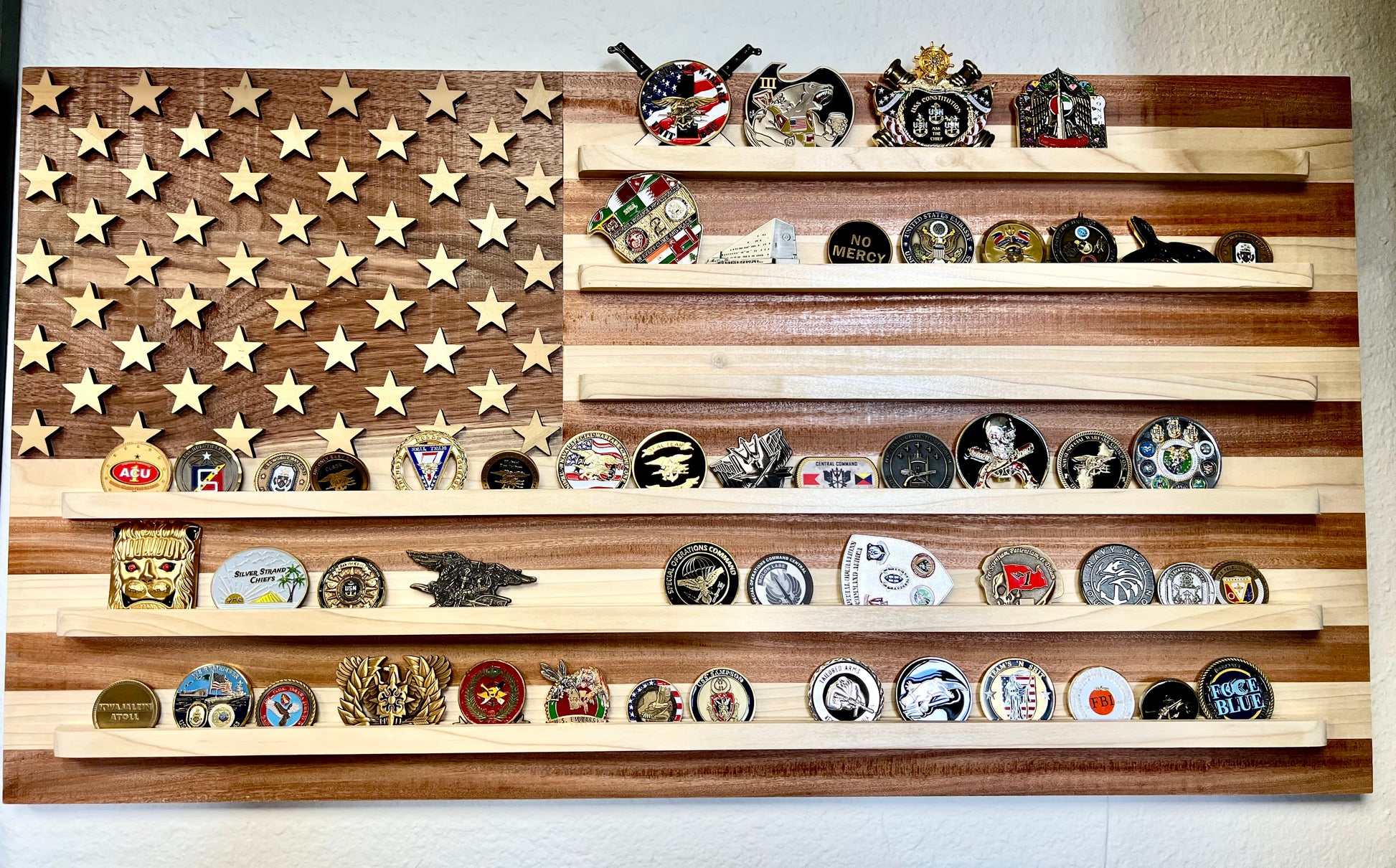 Custom Wood Coin Holder American Flag